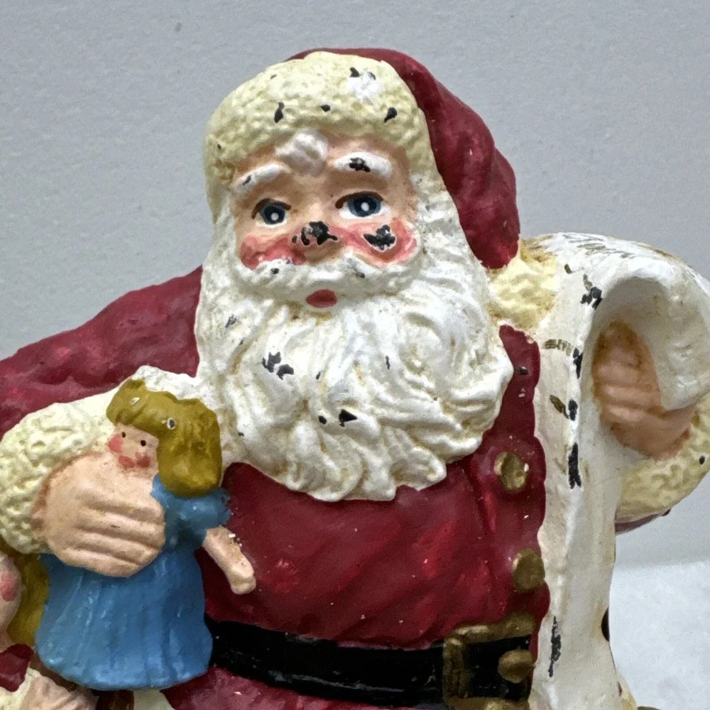 Vintage Cast Iron Christmas Stocking Hanger Double Hook Santa Claus Toys